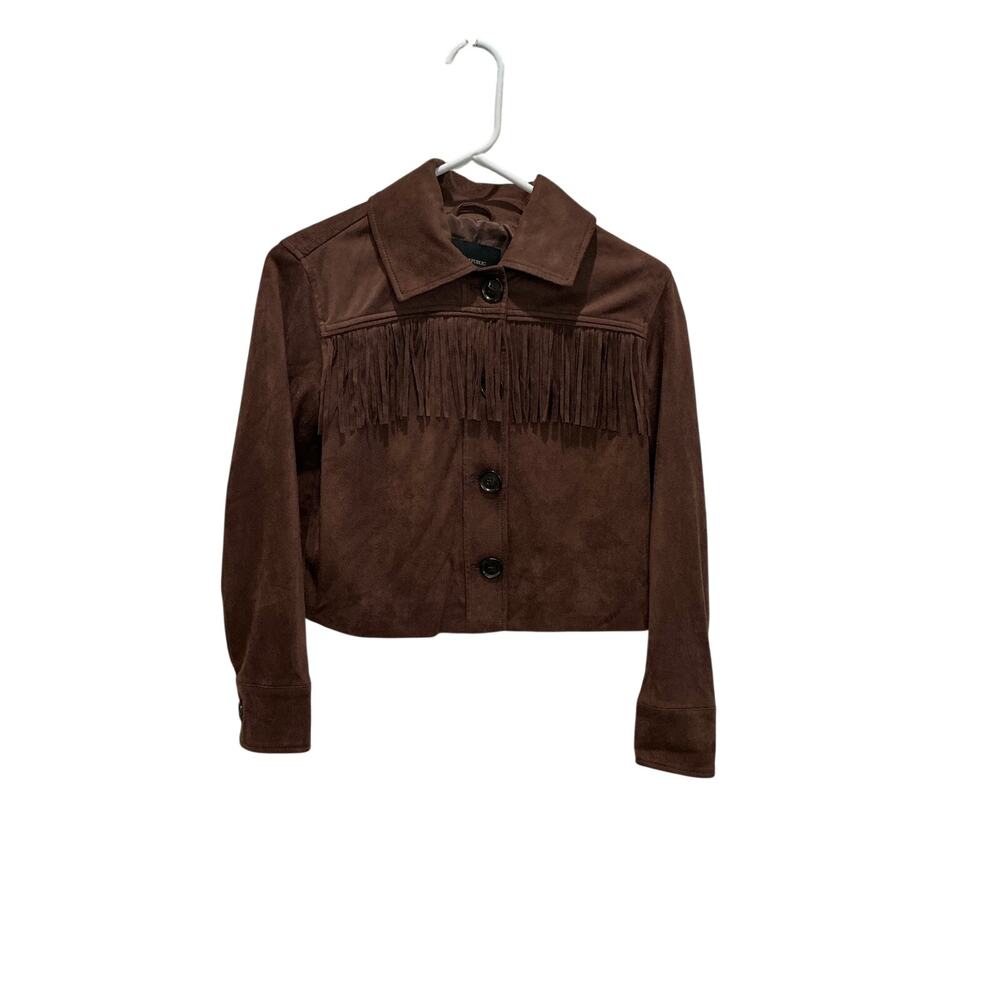 Banana Republic Dark Brown Suede Fringe Jacket Size Petite (XXS)
